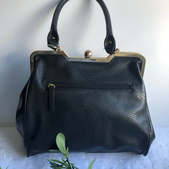 LuLu By LuLu Guinness Reptile Faux Leather Crossbody Bag, Black - Picture 2 of 12